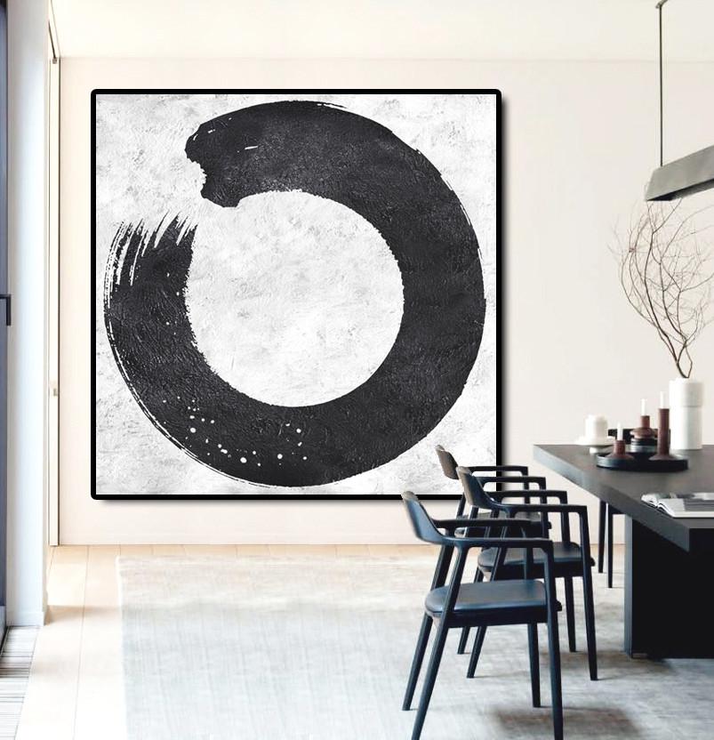 Minimal Black and White Painting #MN15A - Click Image to Close